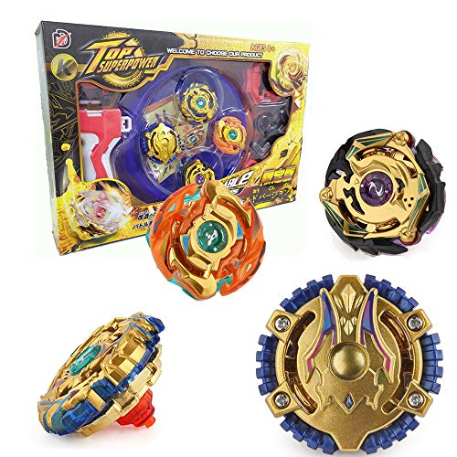 Battling Tops Battle Burst Tops Bey Battling Gyro , x4 High Performance Tops Metal Fusion Attack Set with Launcher and Grip Starter Grip - Thumbnail 3