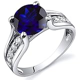 Created Sapphire Solitaire Style Ring Sterling Silver 2.75 Cararts Sizes 5 to 9