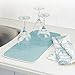 mDesign Ultra Absorbent Reversible Microfiber Dish Drying Mat and Protector for Kitchen Countertops, Sinks: Folds for Compact Storage, Mini - 2 Pack - Aqua Blue/Ivory