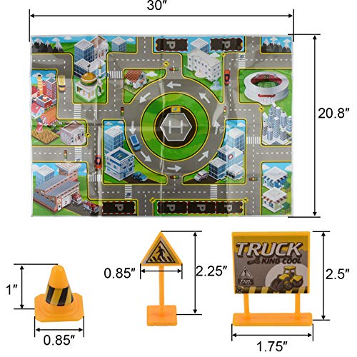 Bluecell 18 Pieces Small Street Signs Playset Traffic Signs Playset & Fun Street Play Mat for Children Birthday Gift Learning Toys Christmas Party Supplies