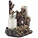 Skeleton Pirate Guarding Gold Treasure Salt and Pepper Shaker Set and Decorative Figurine Display Stand Holder for Halloween Decorations or Nautical Kitchen Table Decor As Gifts of Skulls & Skeletons