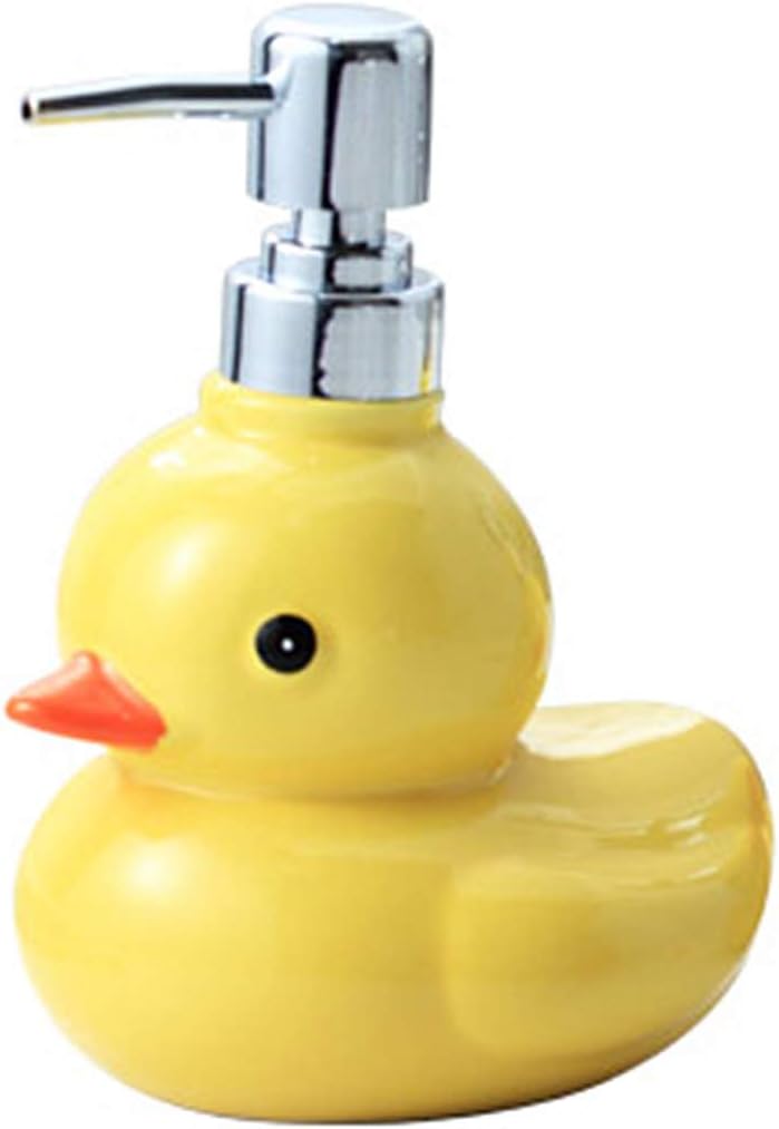123Arts Ceramics Duck Soap Dispenser with Stainless Pump Soap Bottle or