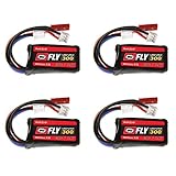 Venom Fly 30C 2S 300mAh 7.4V LiPo Battery with JST and E-flite PH Plug x4 Pack Combo - Compare to E-flite EFLB2802S30
