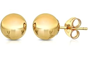 Pori Jewelers Premium 14K Gold Ball Stud Earrings - Available in Yellow, Rose & White Gold- Multiple Options Available