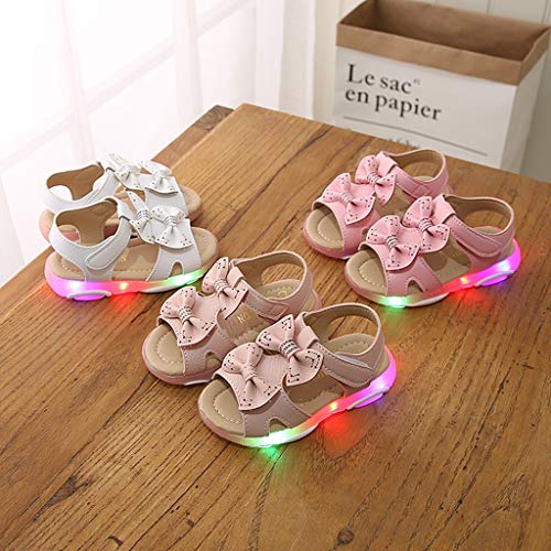 Tantisy ♣↭♣ Baby Shoes Girls  Summer Children Kids Bowknot Led Light Luminous Sport Sandals Sneaker Shoes Beach Shoes White - Thumbnail 6