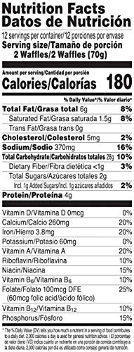 Kellogg's Eggo, Frozen Waffles, Homestyle, Easy Breakfast, Family Pack, 29.6 oz Box (24 Count)