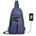 MOSISO Sling Backpack with USB Charging Port, Pure Marine Blue