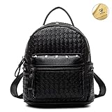 Tiny Chou Girls Mini Woven Spikes PU Leather Backpacks Cute Travel Daypack
