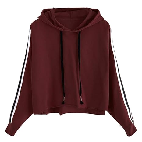 VEMOW Herbst Damen Gestreiftes Long Sleeve Hoodie Sweatshirt Casual Daily Party Sport Dating Trainieren Jumper Mit Kapuze Pul