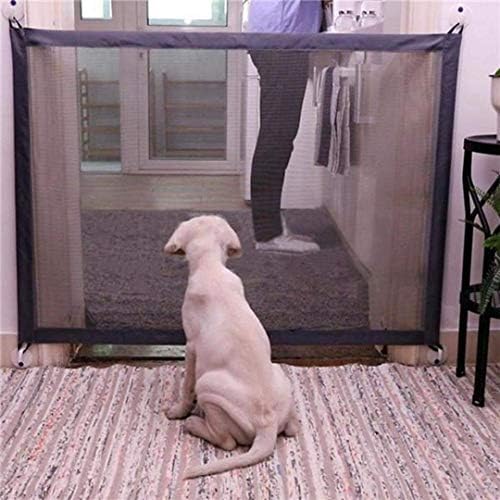 Kldstar Magic Gate for Dogs - Portable Retractable Folding Mesh Screen Gate - for House Indoor Use - Dog Safe Guard Install Anywhere