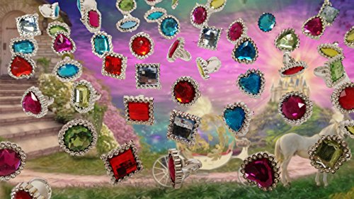 'Dondor' Rhinestone Jeweled Rings For Children (72 Piece Party Pack!)