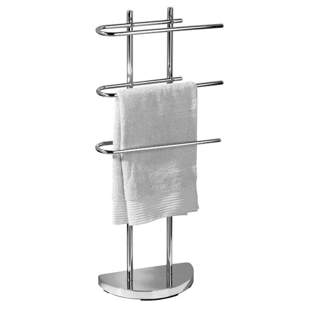 Chrome Plated Free Standing 3 Arm Towel Rail Shelf Storage Rail Holder
