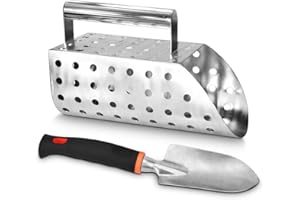 CKJSJ Stainless Steel Sand Scoop Kit, Stainless Steel Metal Detecting Sand Shovel - Used for Metal Detection and Treasure Hunting, Gift for Friends and Family (shape3)