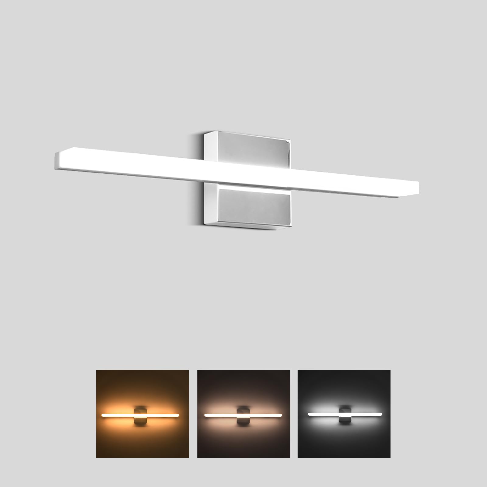 Photo 1 of Amansour LED Bathroom Vanity Light 16in 3 Color Temperature Over Mirror Lighting Fixture Modern Indoor Chrome Wall Sconce Adjustable Lighting Color 3000K/ 4000K/ 5000K
