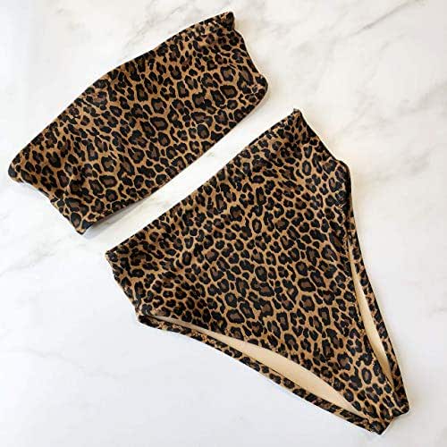 Women's Leopard print high waist bathing suit Handmade