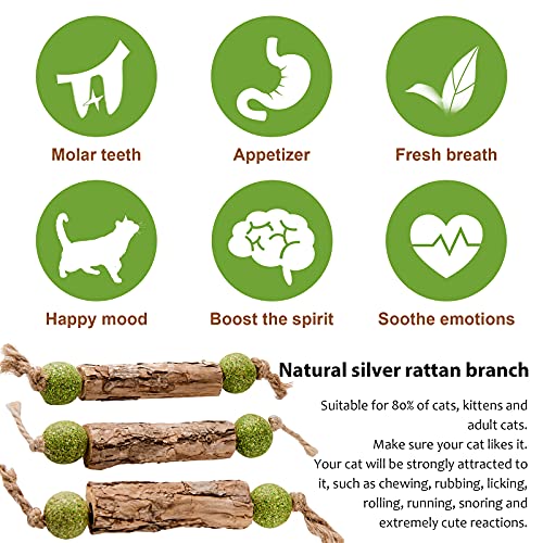MIMIMOMO Catnip Toys for Cats Silvervine Sticks for Cats Interactive Cat Toys for Indoor Cats