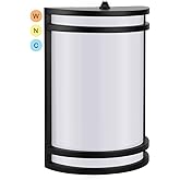 kadision Dusk to Dawn LED Wall Sconce, 3000K/4000K/5000K 3-Color Adjustable, 15W 1200lm 120V, Half-Cylinder Outdoor Light Fix