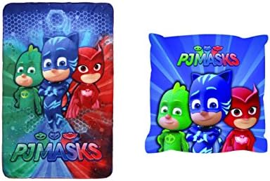 PJ Masks Set of 2 Plaid Blanket, Fleece, 150 cm, Children, Multi-Colour – Super pigiamini Cushion gattoboy Gecko Cushion 40 x 40 cm