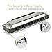 Imelod 10 Hole Diatonic Harmonica for Beginners Kids,Harmonica Key of C with Case and Cleaning Cloth (Silver)