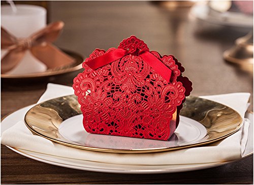 Joinwin® 50pcs new red laser cut hollow flower candy b…