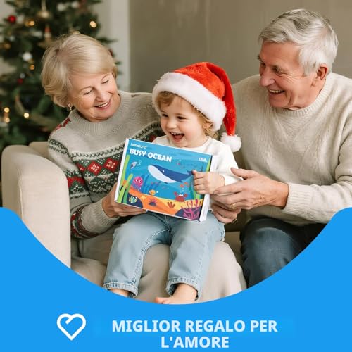 hahaland Busy Board Montessori 1 Anno - 15 in 1 Feltro Libro Montessori Interattivo Quiet Book Sensoriale Educativo - Regalo Bimbo Bimba Giochi Bambini 1 2 3 Anno