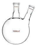 QWORK 1000ml Glass 2-Neck Round Bottom Flask with