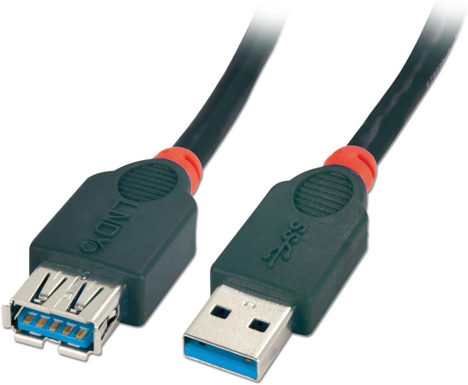 LINDY 3m USB 3.0 Extension Cable - Type A Male to A Female, Black