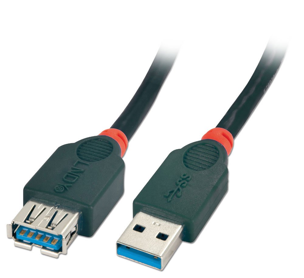 LINDY 3m USB 3.0 Extension Cable - Type A Male to A Female, Black