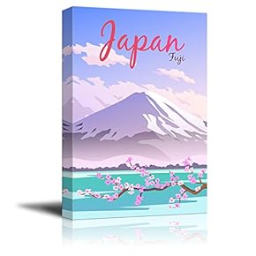 Canvas Wall Art - Japan Travel Illustration Canvas Art - Giclee Print Gallery Wrap Modern Home Art Ready to Hang - 12x18 inches