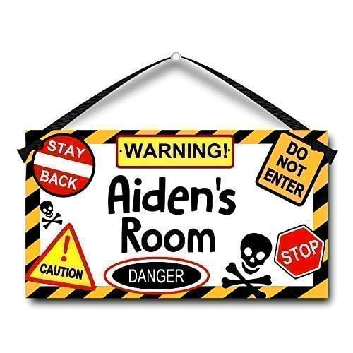 Personalised Caution Contamination Area Enter At Own Risk Kids Bedroom Door Sign Home Decor Plaques Signs Home Garden