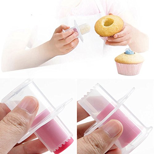 Mini Cupcake Corer Plunger Cutter Pastry Baking Tool Cake Decorating Divider Filler by Proktichen, Set of 2 (Random Color)