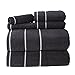 Lavish Home 6 Piece Bathroom Towels Set - 525GSM 100% Cotton Bathroom Essentials - 2 Bath Sheets, 2 Hand Towels, and 2 Wash Cloths for Bath, Shower, Gym, Spa, and Dorm Room (Black)