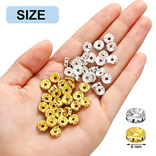 800 Pieces Round Rondelle Spacer Beads Crystal Rhinestone Loose Bead