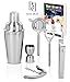 Premium 7 Piece Cocktail Making Set & Bar Shaker Kit by Bar Brat ™ / Free 130 Cocktail Recipe (ebook) Included/Pre-Built Stainless Steel Stand for All Your Bar Pieces