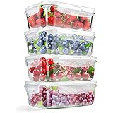 [4-PACK] 29.5 OZ Glass Food Storage Containers - BPA Free Glass Lunch Containers with Lids-Reusable Kitchen Meal Prep Containers Safe for Microwave, Oven or Freezer