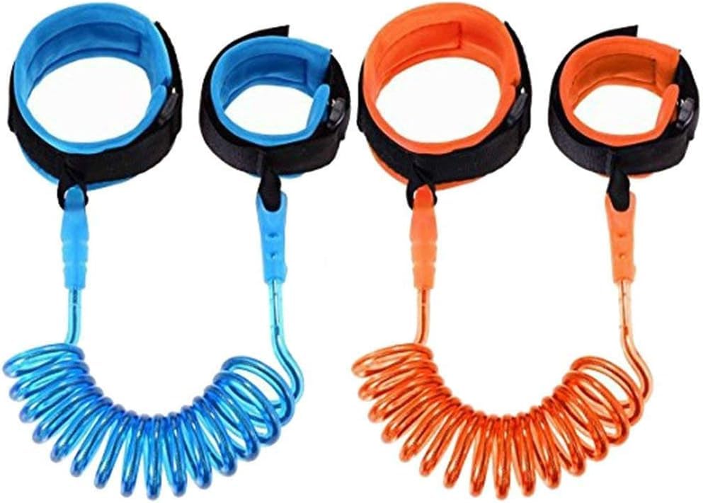 MOTTDAM 2 Pcs Anti Lost Wristband, 1.5M Baby Safety Wrist Link Belt Walking Hand Belt Strap Leash Wire Rope for Child Toddler Kids(Blue+Orange)