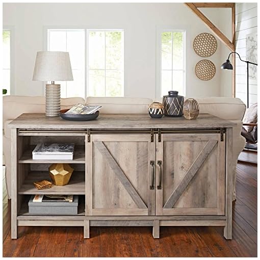 Better Homes and Gardens Modern Farmhouse TV Stand Rustic Gray Finish
