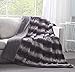 Tache 63 X 90 Inch Plush Charcoal Black Super Soft Striped Faux Fur Throw Blanket, Twin Size