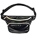 FZGJ Fanny Pack-PU Waterproof Rave Festival Hologram Travel Waist Bag (Black-02)