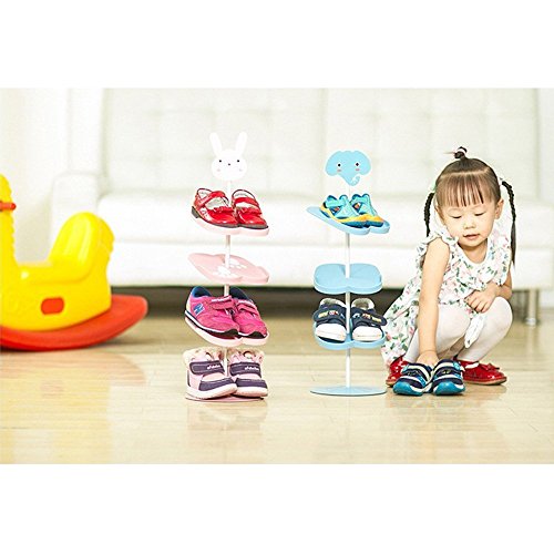 LUCKSTAR Shoes Rack,Cartoon Pattern Stand Shoes Rack for Kid Storage Organizer Shoes Stand Shelf for Kid and Children (Elephant)