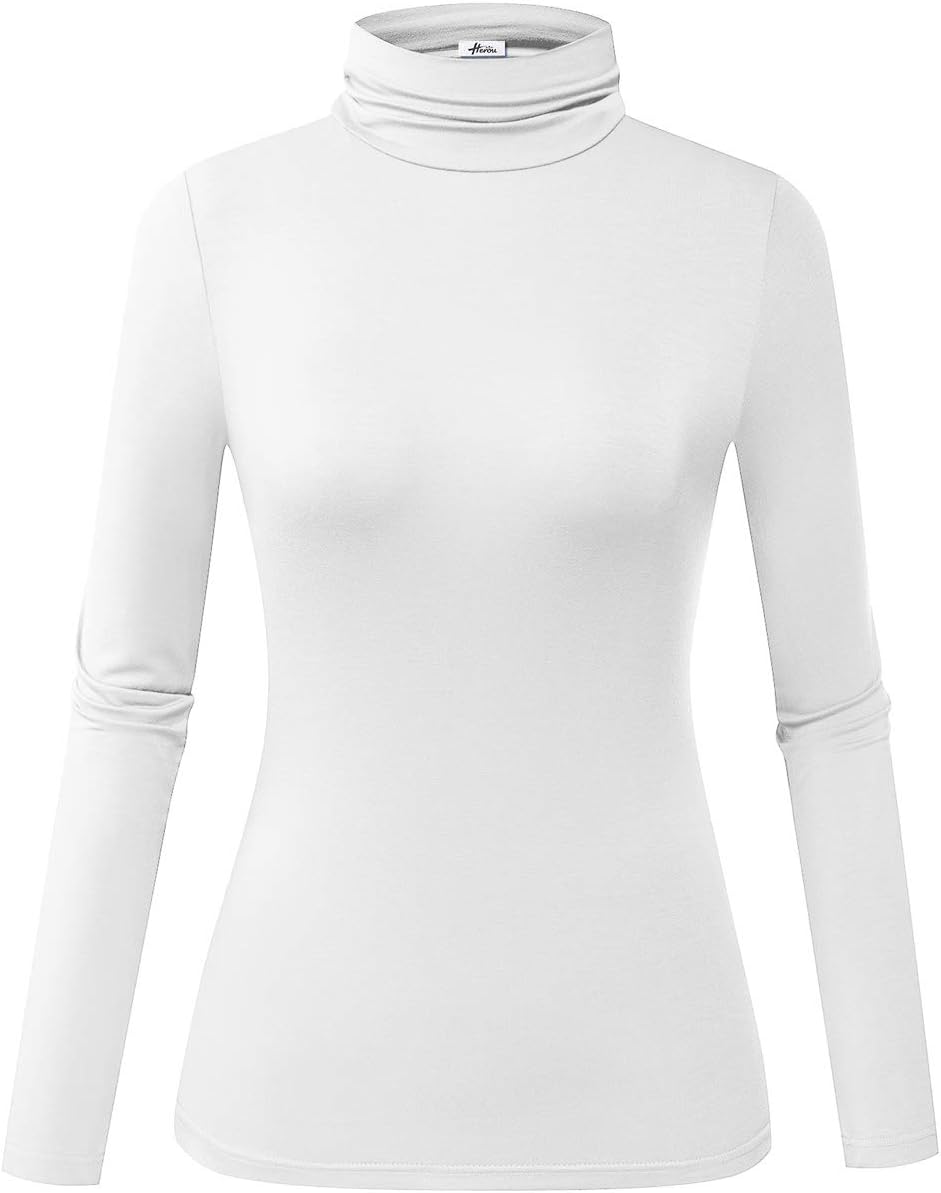 HerouWomens Long Sleeve Turtleneck Slim Fitted Lightweight Casual Active Layer Tops Shirts