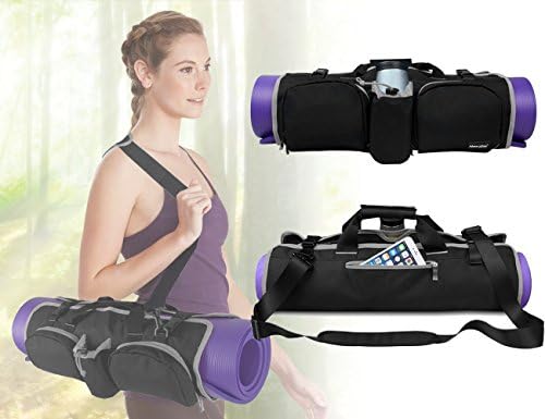 Witlucky Yoga Mat Bag Carrier Waterproof with Pockets and Adjustable Strap for Women Men Large (Black &amp; Grey)
