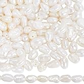 SUNNYCLUE 1 Box About 124Pcs Natural Pearl Beads Freshwater Pearls Bulk Beach Rice Cream Cultured Ivory Oval Shaped Beads for Jewelry Making Supplies DIY Craft Bracelet Earrings Necklace Adults Women