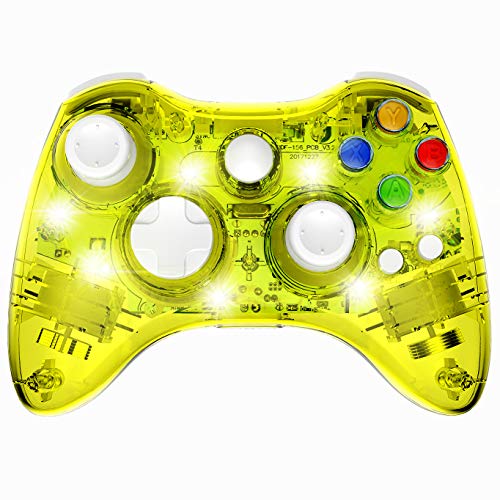 Wireless Xbox 360 Controller Console Double Motor Vibration Wireless Gamepad Gaming Joypad (Yellow) - Thumbnail 7