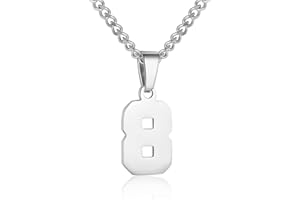 SUSOOK Number Necklace for Boy Silver Athletes Number Chain Stainless Steel Charm Pendant Personalized Sports Jewelry for Men Basketball Baseball Football