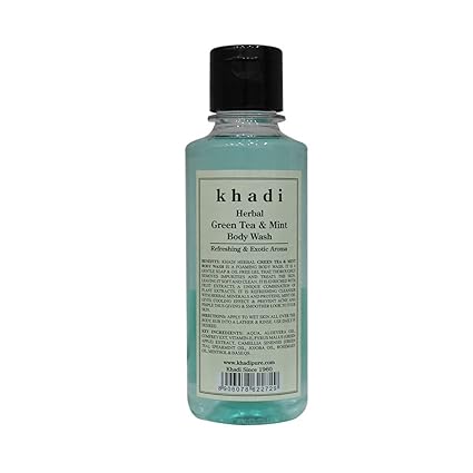 Khadi Pure Herbal Green Tea & Mint Body Wash, 210 ml