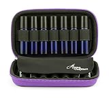 Essential Oil Carrying Case - Travel Cases for Roller Bottles. Best for Protecting Rollers and Organizing Your Oils on the Go. Carry up to 14 Rollons. Includes Bonus Sample Drams Holder (Purple).