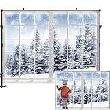 Allenjoy 7x5ft Winter Backdrop Forest Winter Window Backdrop Winter Wonderland Backdrop Baby Newborn Winter Backdrops for Photography Props Winter Christmas Backdrop