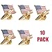 Exquisite American Flag Lapel Pin -The Stars and Stripes -Solid Metal Flag Lapel Pin-Gold Tone (10 Pack Waved)