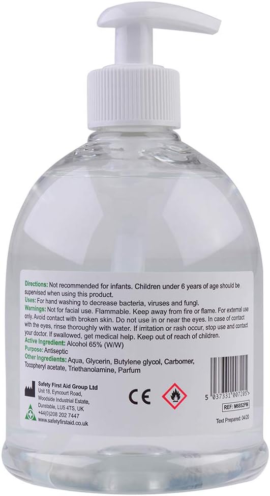Safety First Aid Group HypaClean Alcohol Hand Sanitiser Gel (500 ml) - Image 3